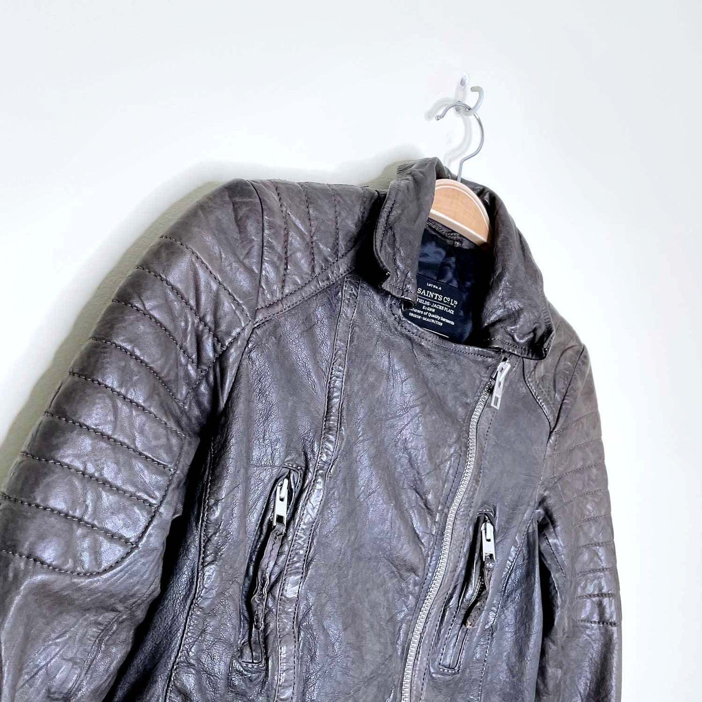 all saints quilted leather biker jacket - size 4