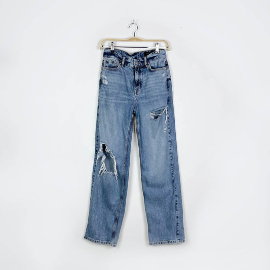 all saints ash boyfriend jeans straight distressed - size 25