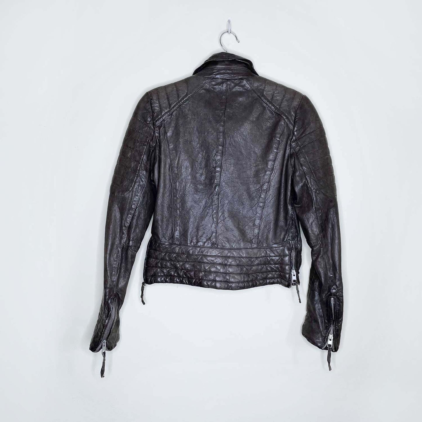 all saints quilted leather biker jacket - size 4