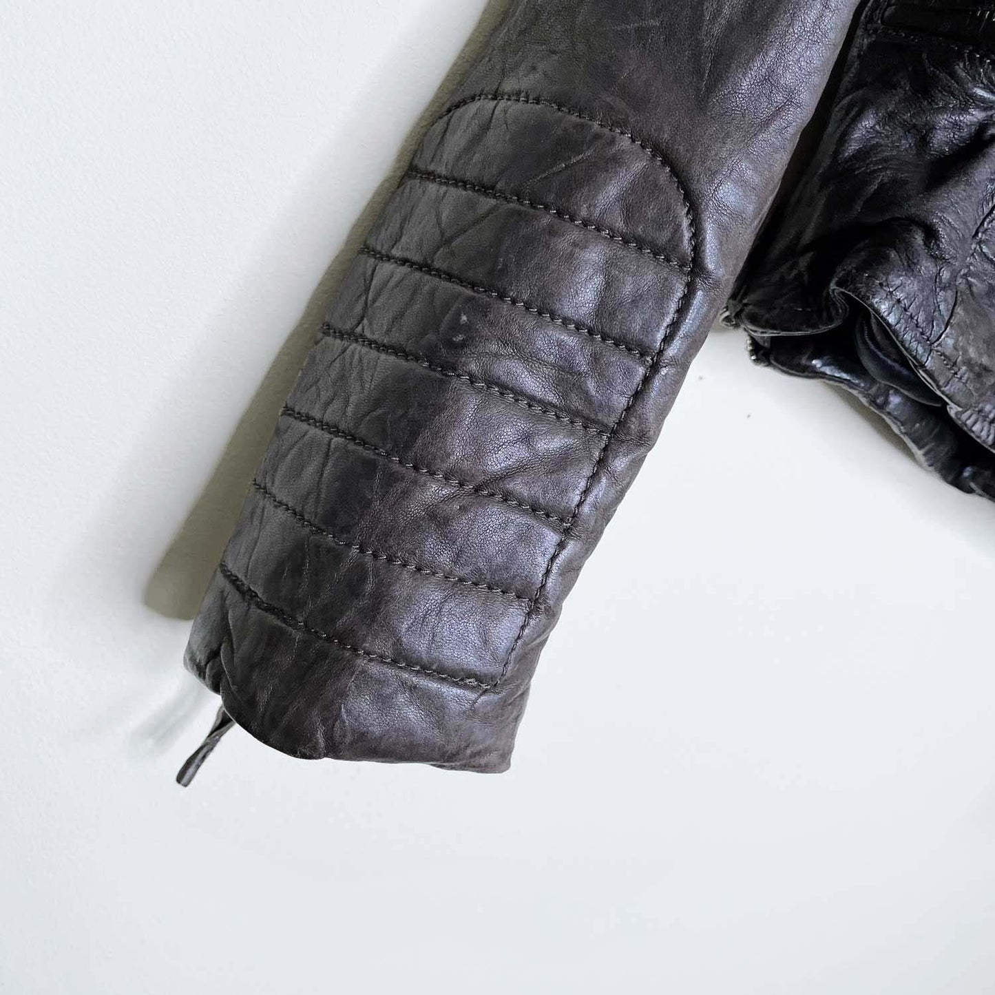 all saints quilted leather biker jacket - size 4