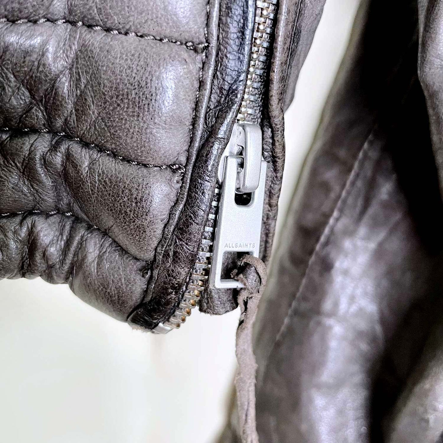 all saints quilted leather biker jacket - size 4