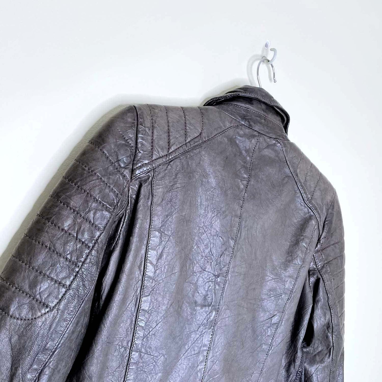 all saints quilted leather biker jacket - size 4