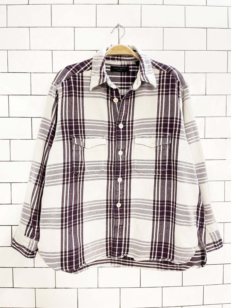 all saints bluefield thick flannel long sleeve shirt - good market thrift store