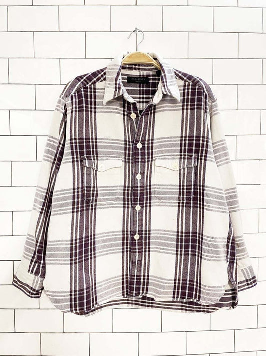 all saints bluefield thick flannel long sleeve shirt - good market thrift store