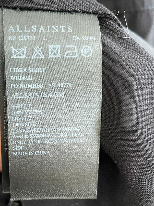 all saints libra 100% silk combo snap button shirt - good market thrift store