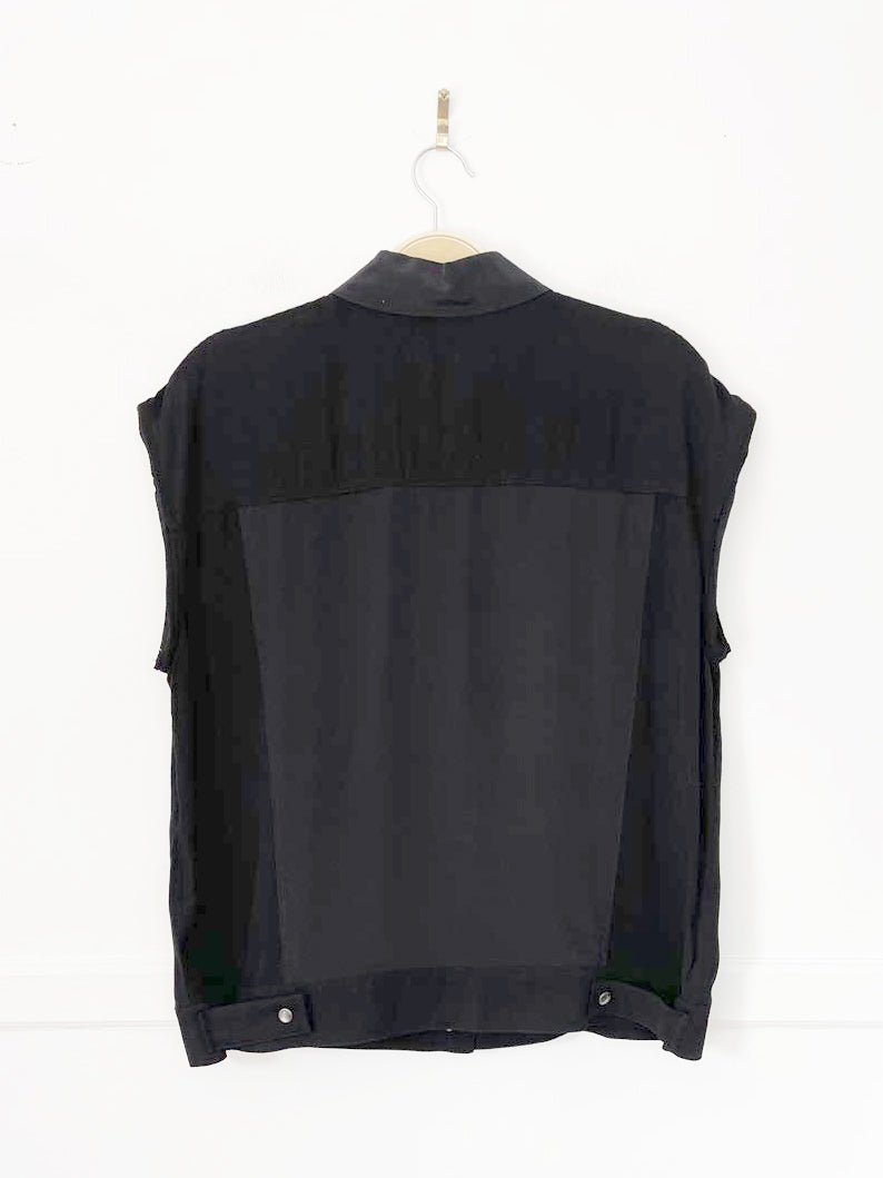 all saints libra 100% silk combo snap button shirt - good market thrift store