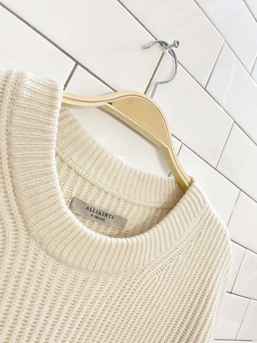 all saints wool - cashmere knit pierce boxy sweater - good market thrift store