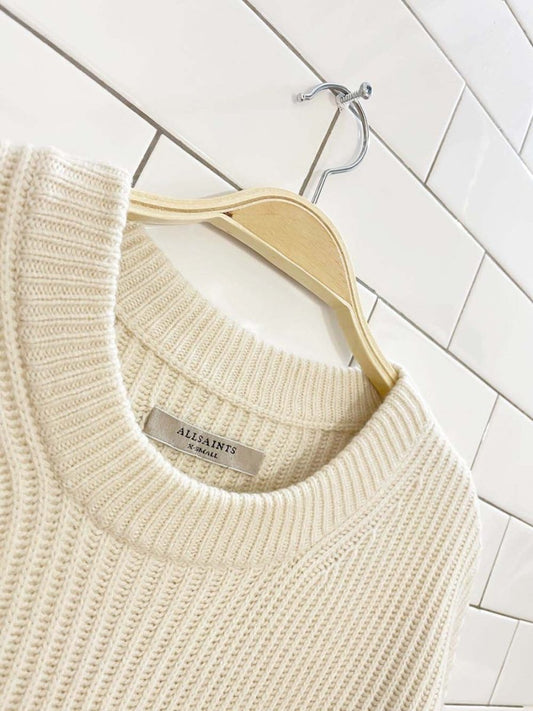 all saints wool - cashmere knit pierce boxy sweater - good market thrift store