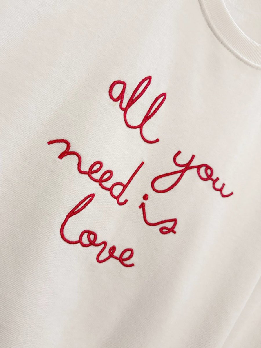all you need is love embroidered sweatshirt - good market thrift store