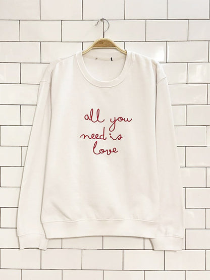 all you need is love embroidered sweatshirt - good market thrift store