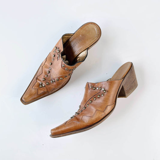 vintage patapata studded western leather mule