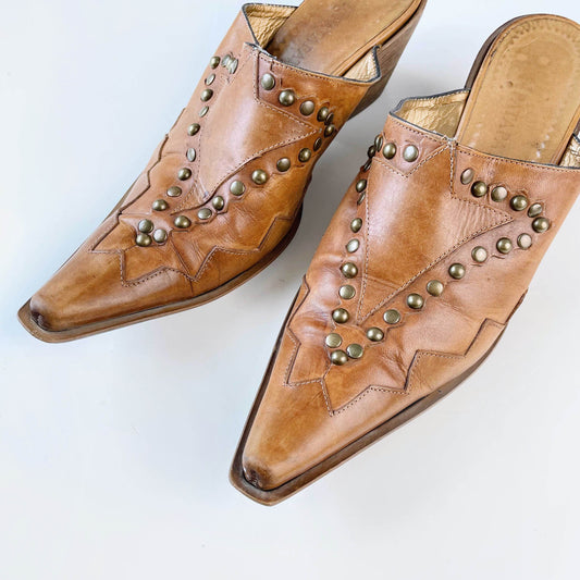 vintage patapata studded western leather mule