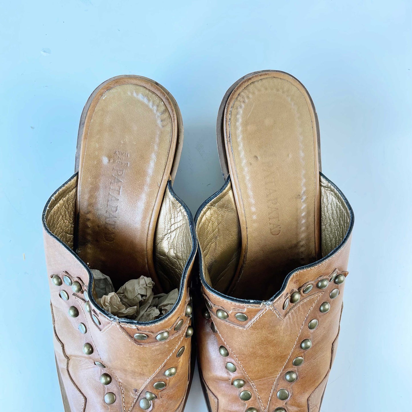 vintage patapata studded western leather mule