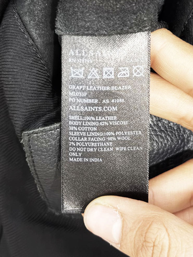 allsaints graft lamb suede leather elbow patch blazer jacket - good market thrift store
