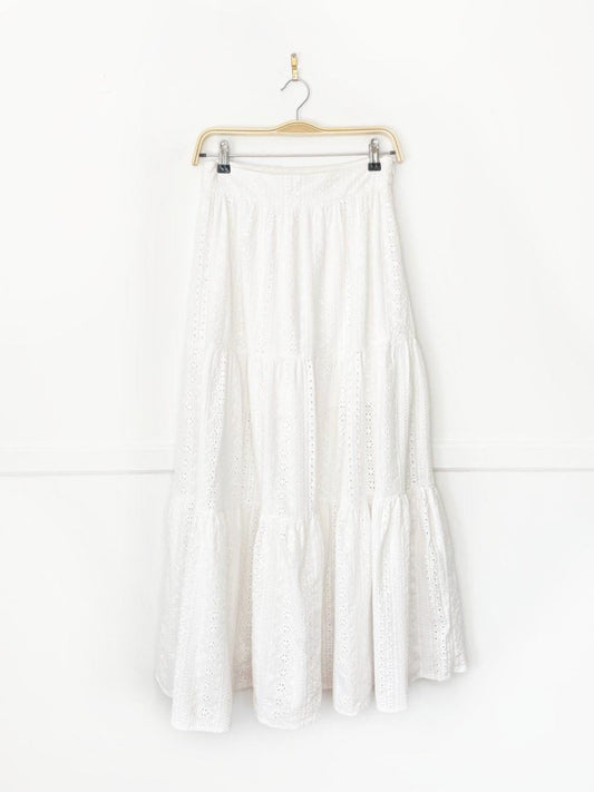 altar'd state nalia eyelet tiered boho prairie maxi skirt | anthropologie - good market thrift store