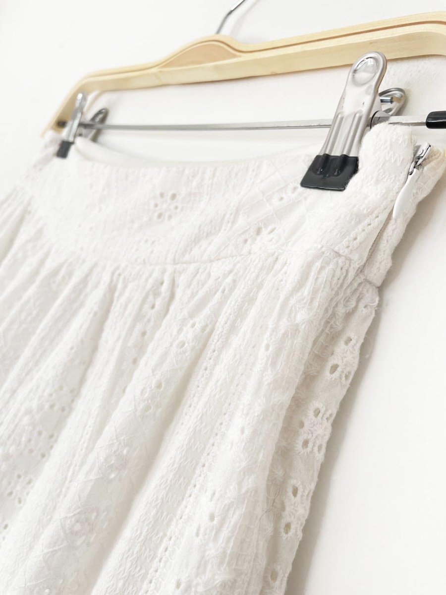 altar'd state nalia eyelet tiered boho prairie maxi skirt | anthropologie - good market thrift store