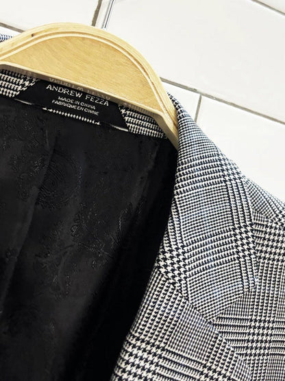 andrew fezza wool - bamboo glen check menswear blazer - good market thrift store