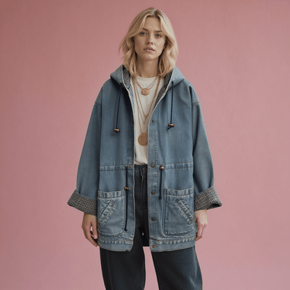 vintage 90s andy johns hooded denim jacket - good market thrift store