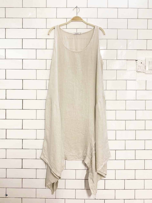 angela mara 100% linen asymmetric midi dress | made in italy - good market thrift store