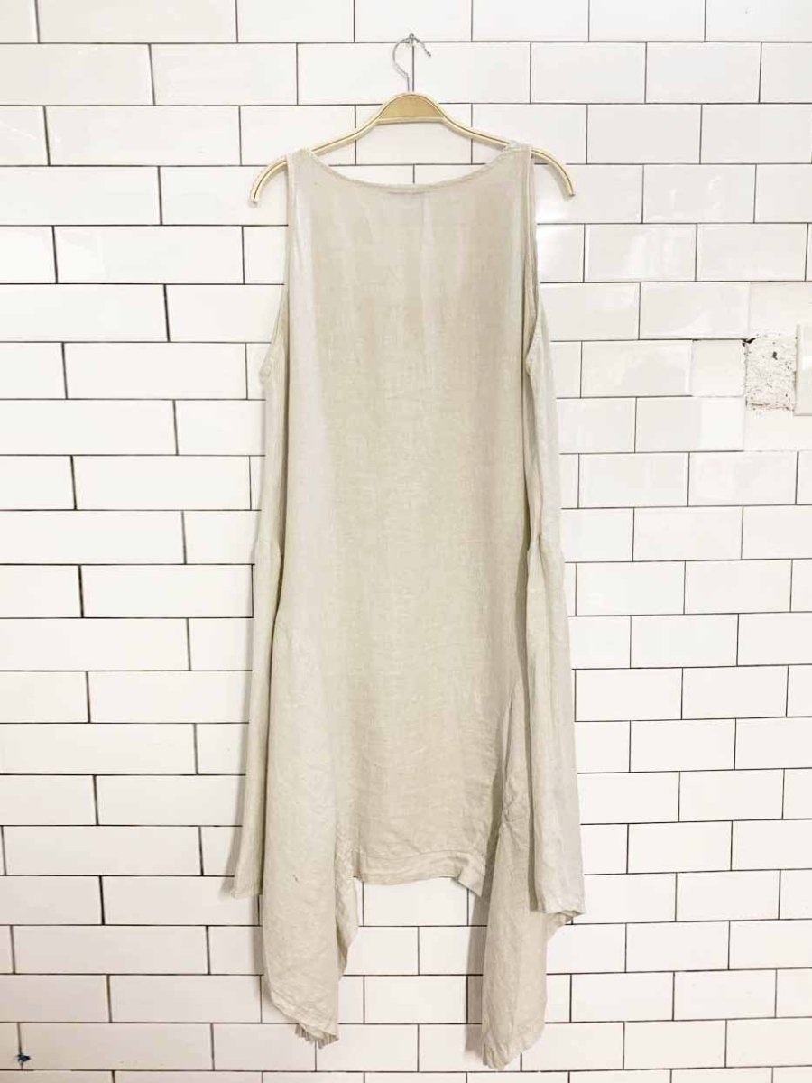 angela mara 100% linen asymmetric midi dress | made in italy - good market thrift store