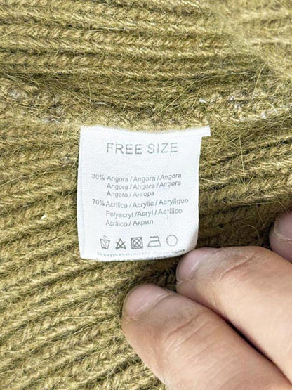 angora - blend tie bonnet knit hat - good market thrift store