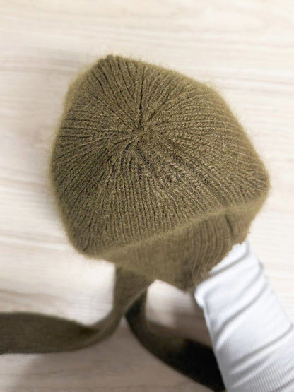 angora - blend tie bonnet knit hat - good market thrift store