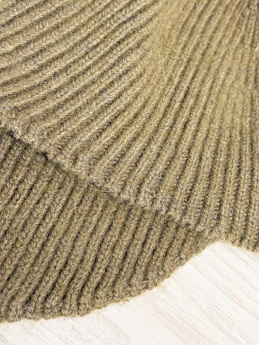 angora - blend tie bonnet knit hat - good market thrift store