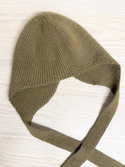 angora - blend tie bonnet knit hat - good market thrift store