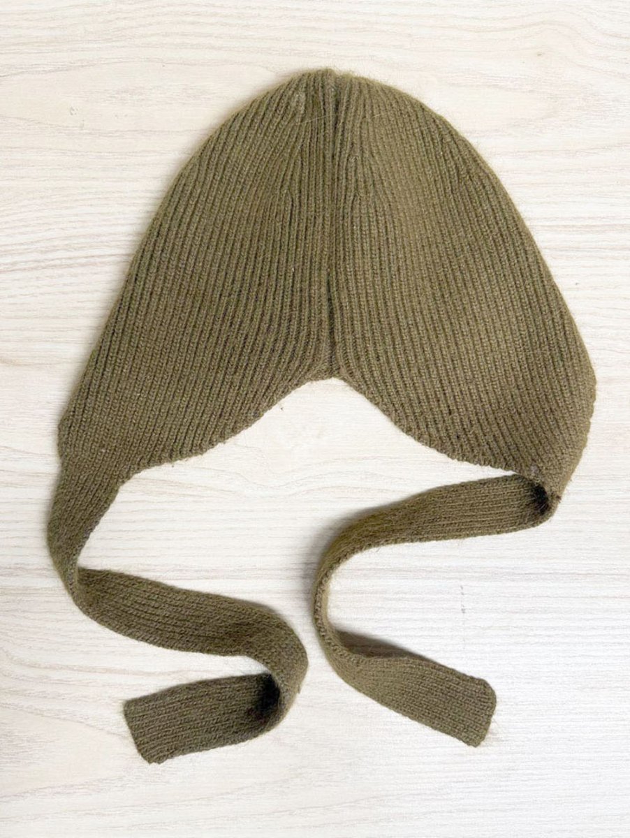 angora - blend tie bonnet knit hat - good market thrift store