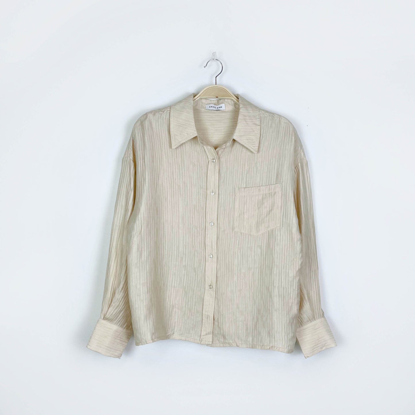 anine bing tio textured button down shirt - size medium