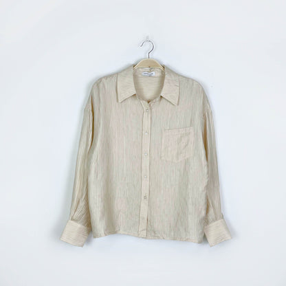 anine bing tio textured button down shirt - size medium