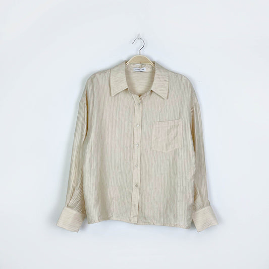 anine bing tio textured button down shirt - size medium
