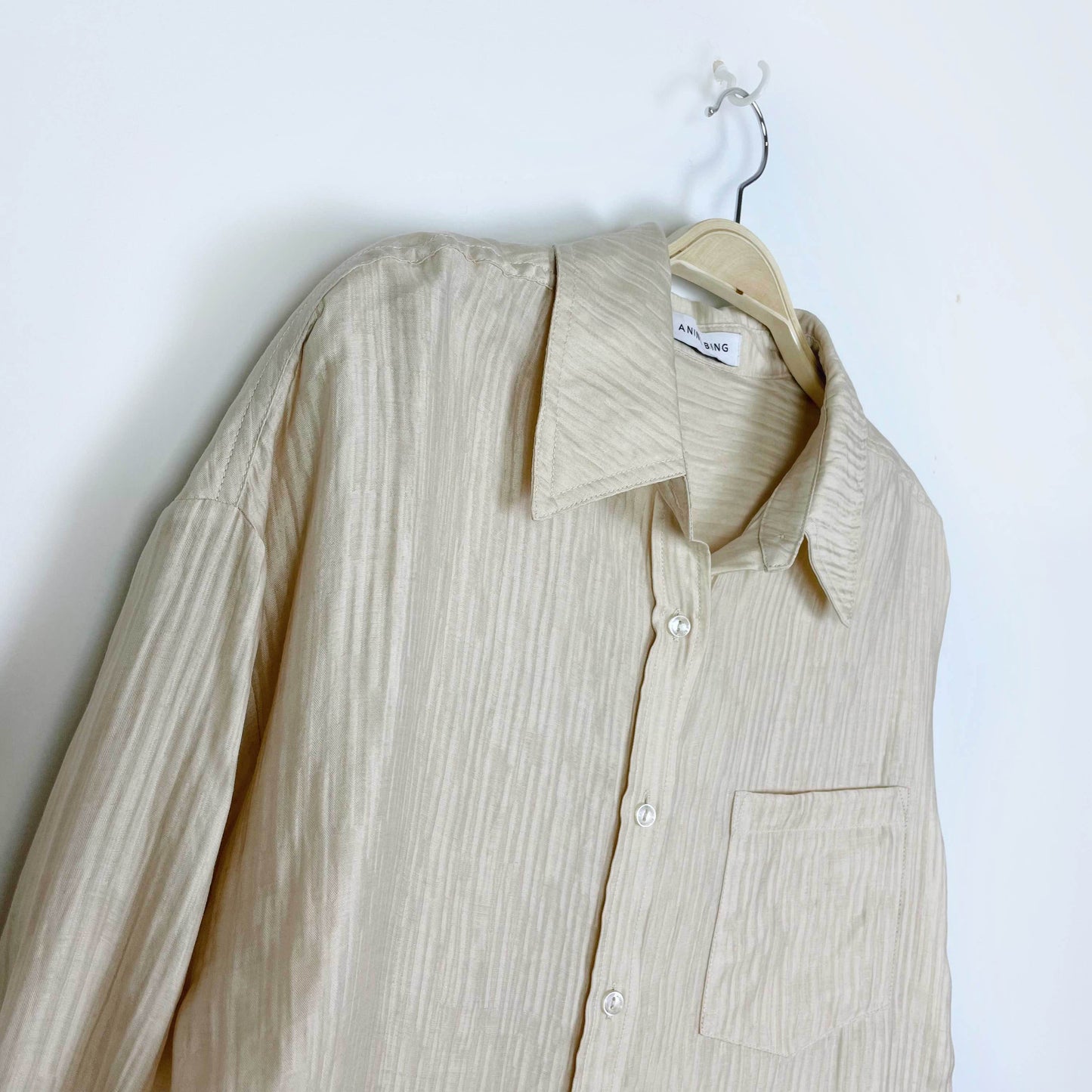 anine bing tio textured button down shirt - size medium