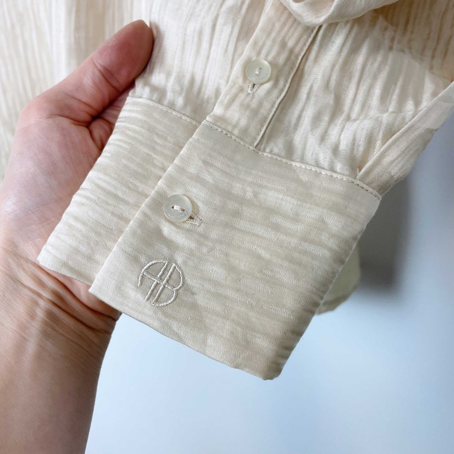 anine bing tio textured button down shirt - size medium