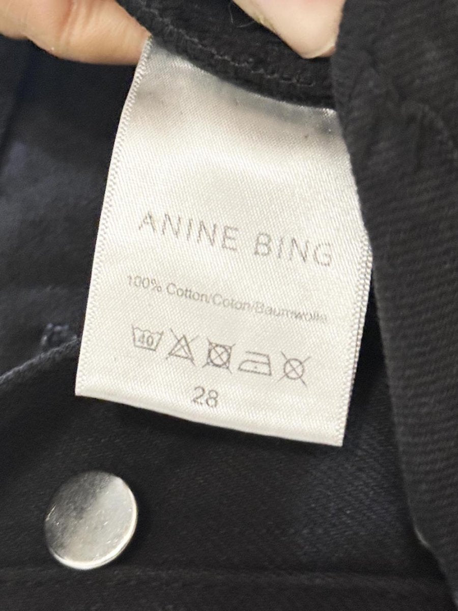 anine bing wide leg raw hem jeans - good market thrift store