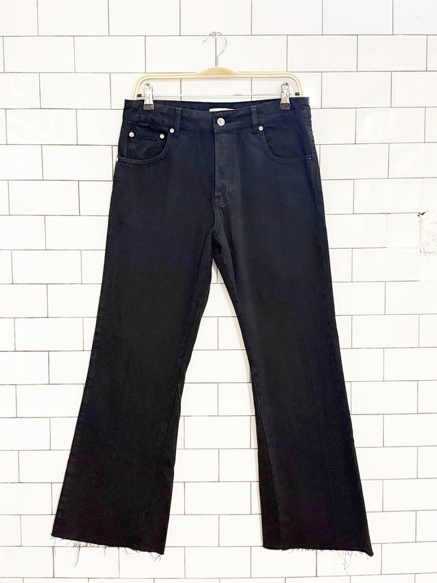 anine bing wide leg raw hem jeans - good market thrift store