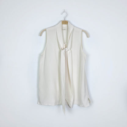 ann mashburn silk tie neck sleeveless blouse - size small