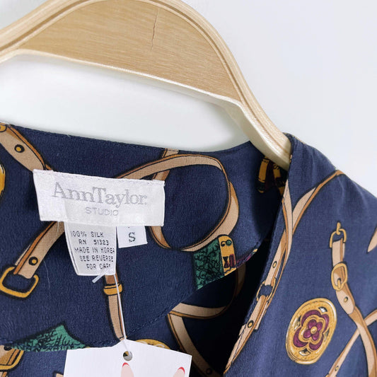 vintage ann taylor chain medallion silk blouse - size small