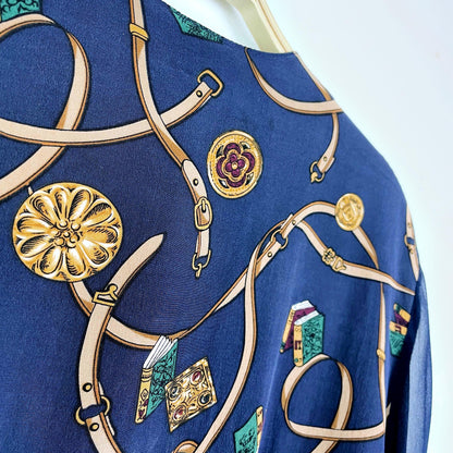 vintage ann taylor chain medallion silk blouse - size small