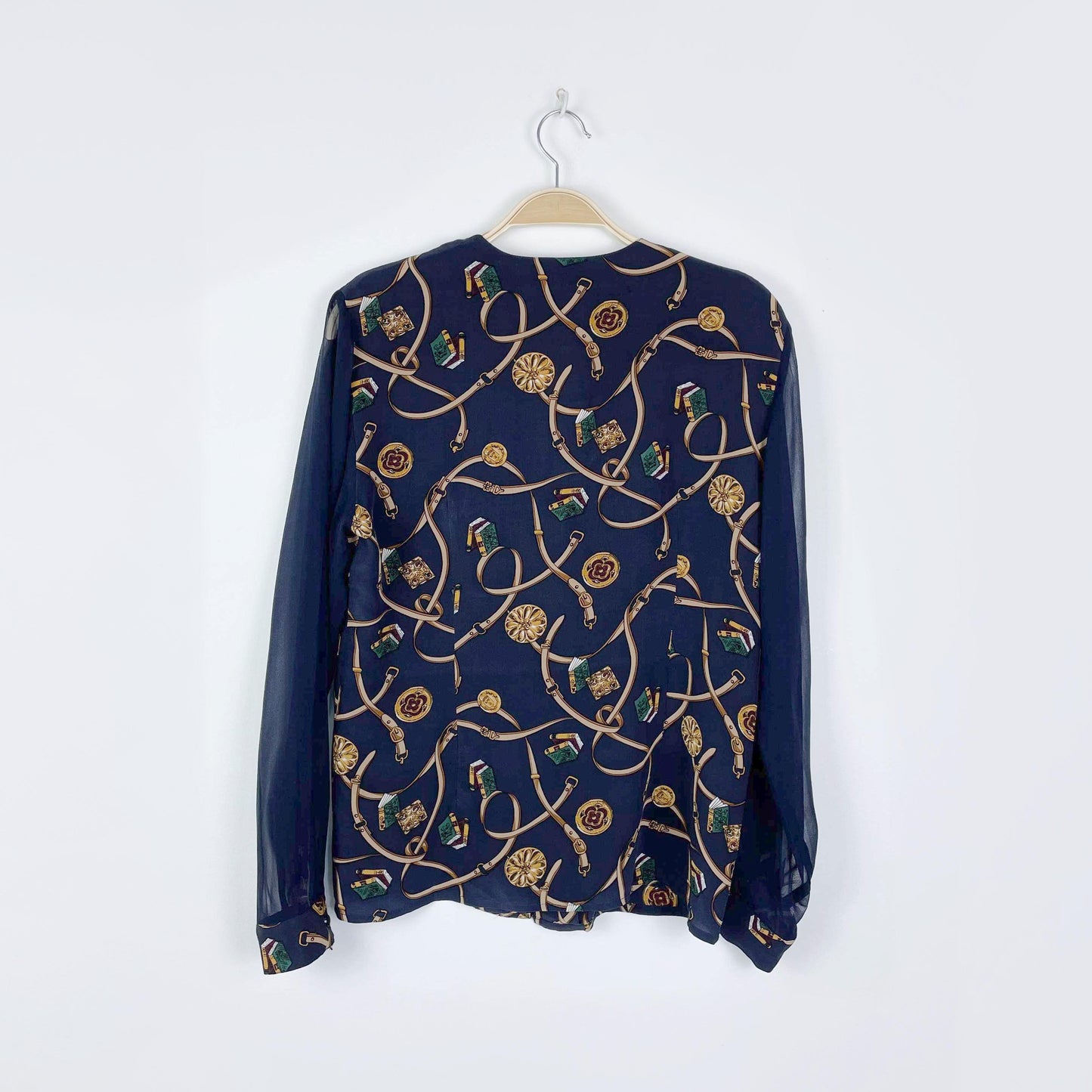 vintage ann taylor chain medallion silk blouse - size small