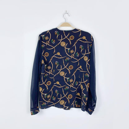 vintage ann taylor chain medallion silk blouse - size small