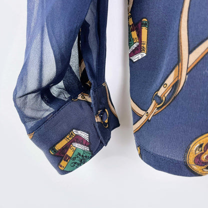 vintage ann taylor chain medallion silk blouse - size small