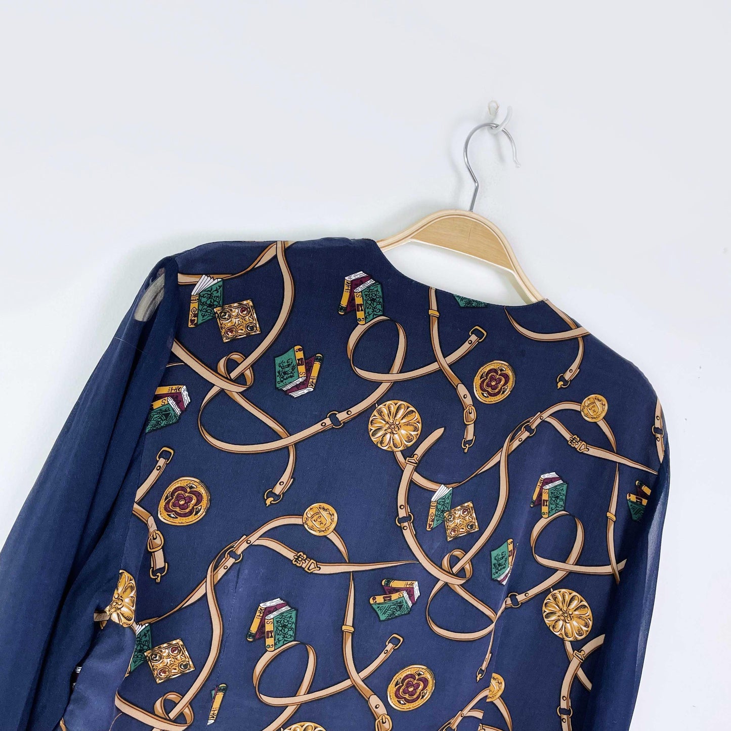 vintage ann taylor chain medallion silk blouse - size small