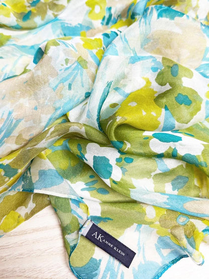 ann klein 100% silk floral scarf - good market thrift store
