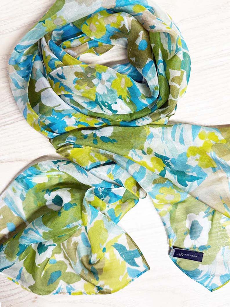 ann klein 100% silk floral scarf - good market thrift store