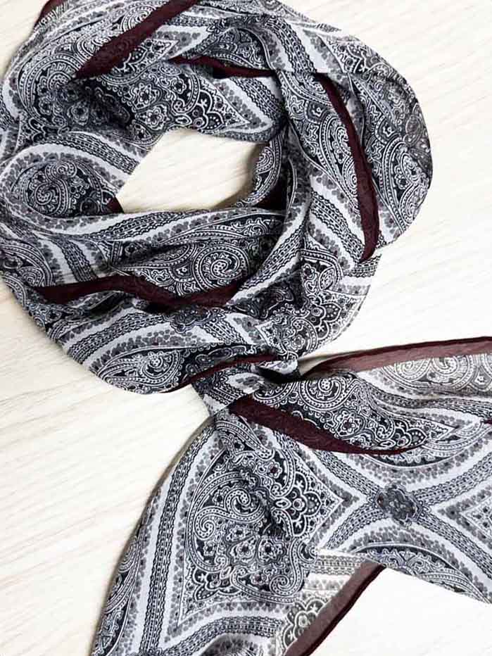 ann taylor 100% silk chiffon paisley scarf | hand - rolled edge - good market thrift store