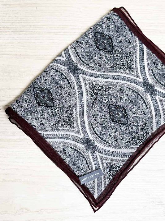 ann taylor 100% silk chiffon paisley scarf | hand - rolled edge - good market thrift store