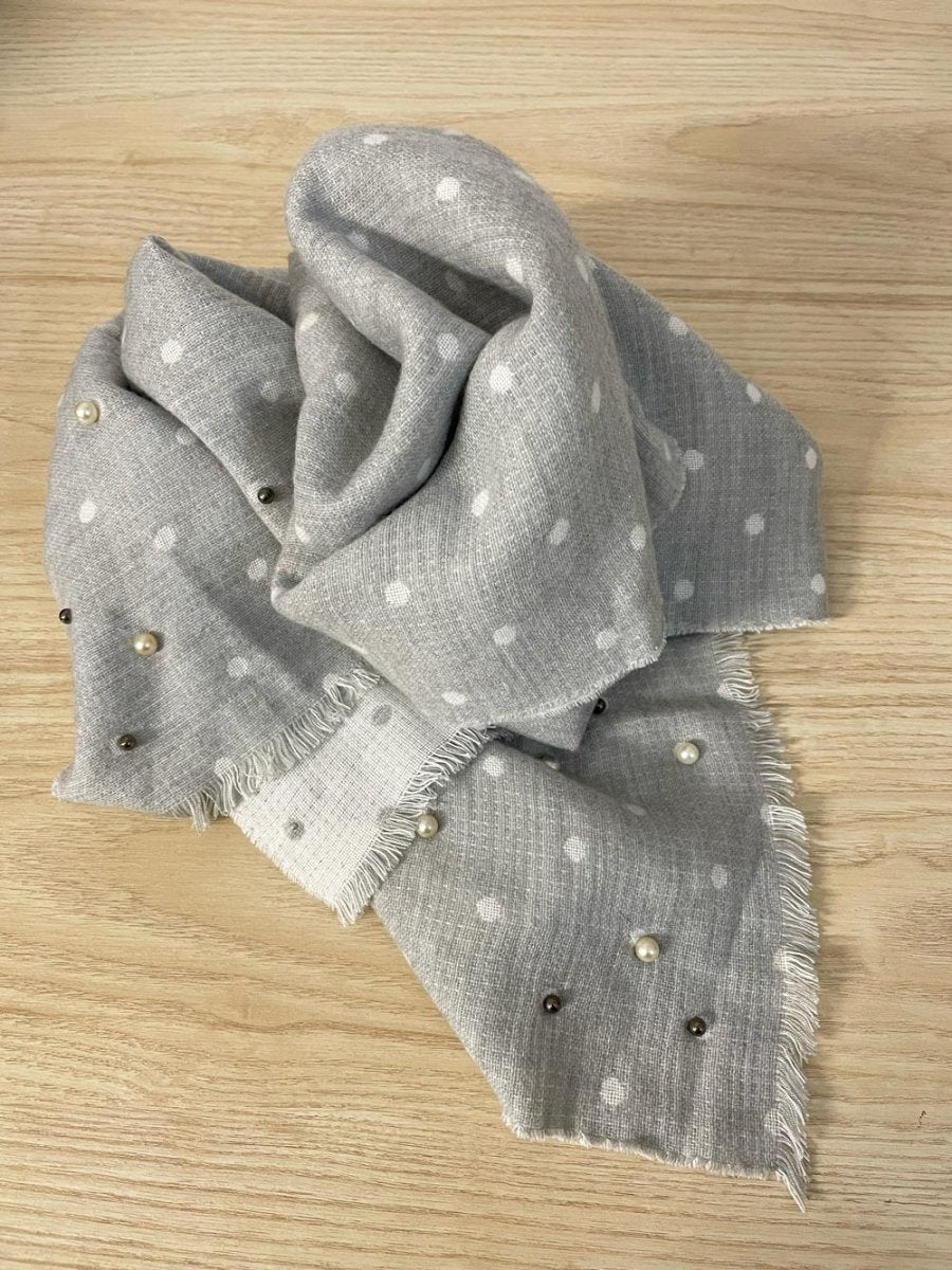 ann taylor pearl beads soft polka dot scarf - good market thrift store