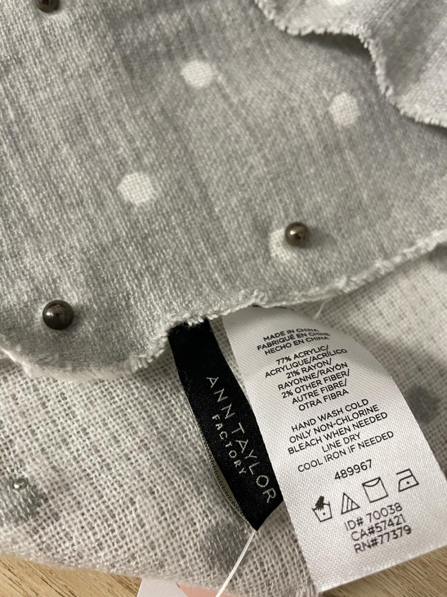 ann taylor pearl beads soft polka dot scarf - good market thrift store