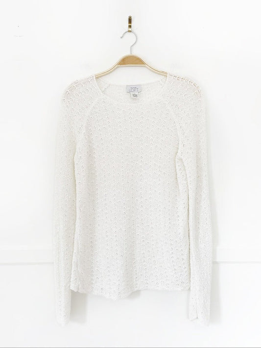 ann taylor ramie-blend knit long sleeve top | loft - good market thrift store